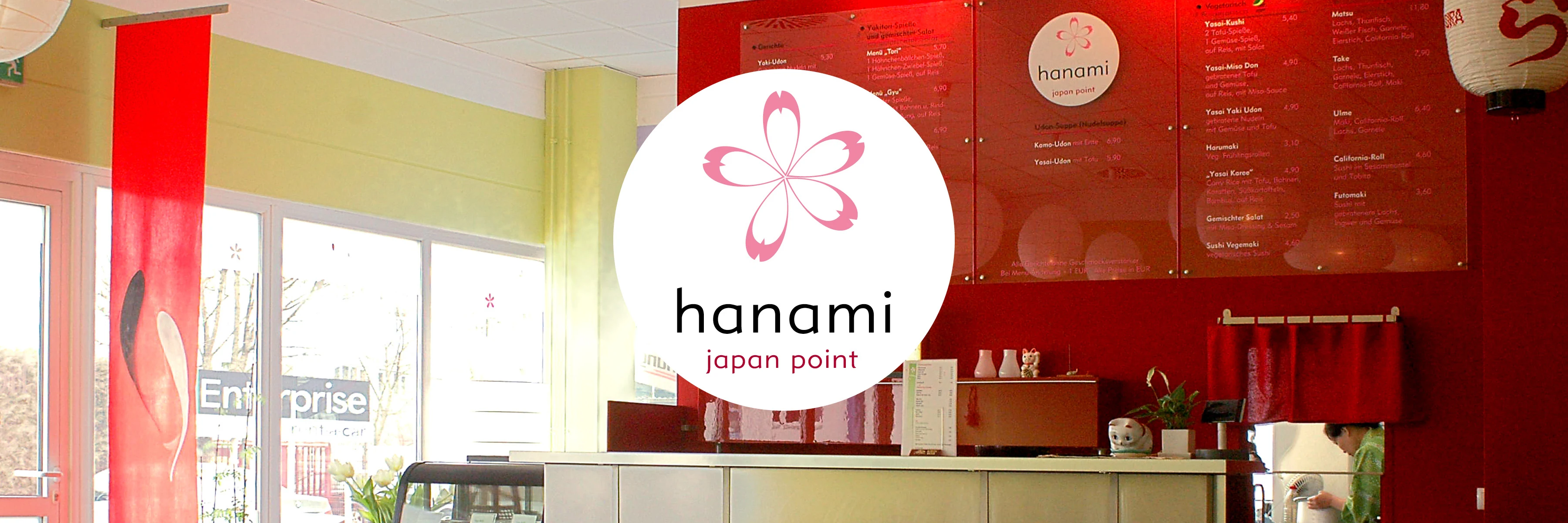 Verkaufstheke von hanami japan point mit Speisekarte